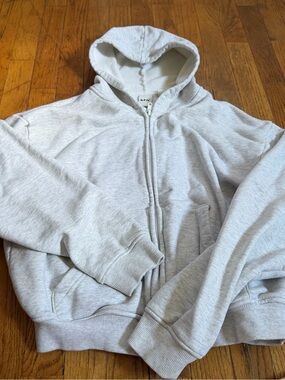 Khy Light Gray Zip-Up Crop Hoodie